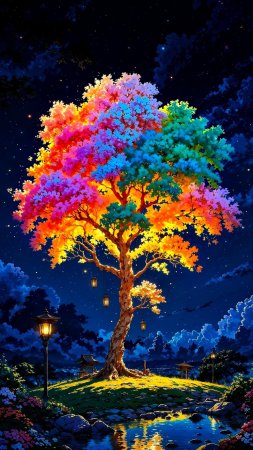 Сказочное дерево скачать фон 2160 x 3840
