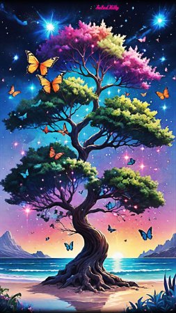 Дерево пейзаж скачать фон 1080 x 1920