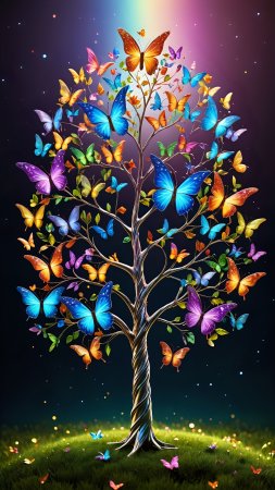 Butterfly tree скачать фон 2160 x 3840