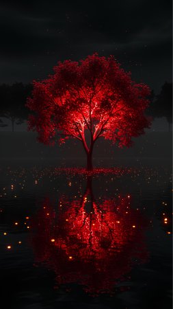 Красное дерево скачать фон 2160 x 3840