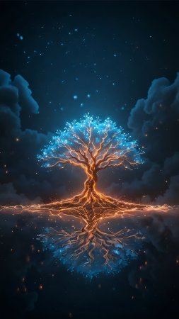 Cosmic tree скачать фон 1424 x 2532