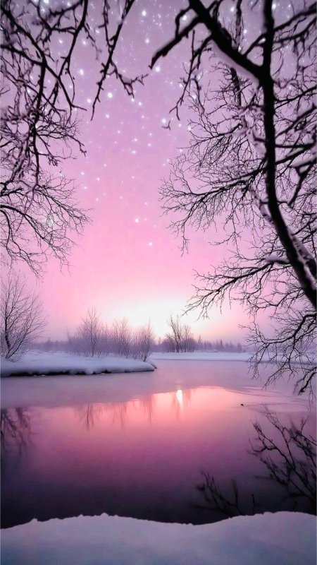 Зимний пейзаж скачать фон 1080 x 1920