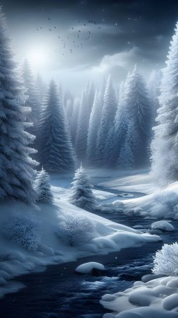 Winter's serenity landscape wallpaper скачать фон 2160 x 3840