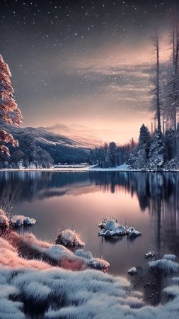 Красивые зимние пейзажи скачать фон 1080 x 1920