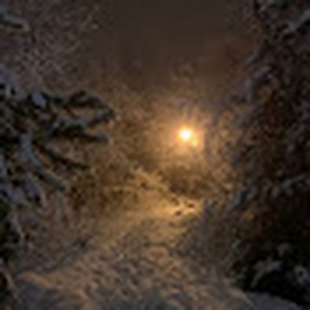 Зимний ночной пейзаж скачать фон 1024 x 1024