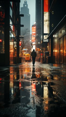 Rainy night in the chicago loop скачать фон 1080 x 1920