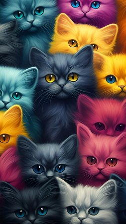 Разноцветные котики