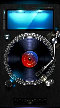 Retro record player with blue lights