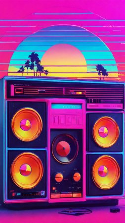 Synthwave radio скачать фон 1424 x 2532