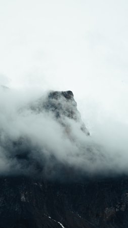 Wallpaper fog mountains peak rock скачать фон 2160 x 3840