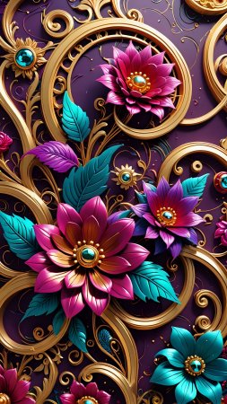 Цветочные узоры скачать фон 2160 x 3840