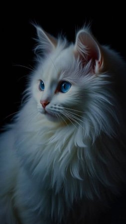 Белая кошка с голубыми глазами