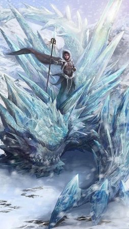 Ледяной элементаль дракон скачать фон 720 x 1280