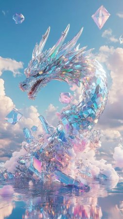 Кристальный дракон скачать фон 1080 x 1920