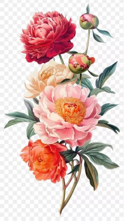 Vintage peony flower illustration скачать фон 1080 x 1920