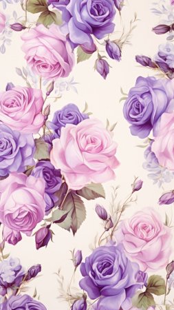 Purple roses repeated pattern backgrounds painting flowe скачать фон 1080 x 1920