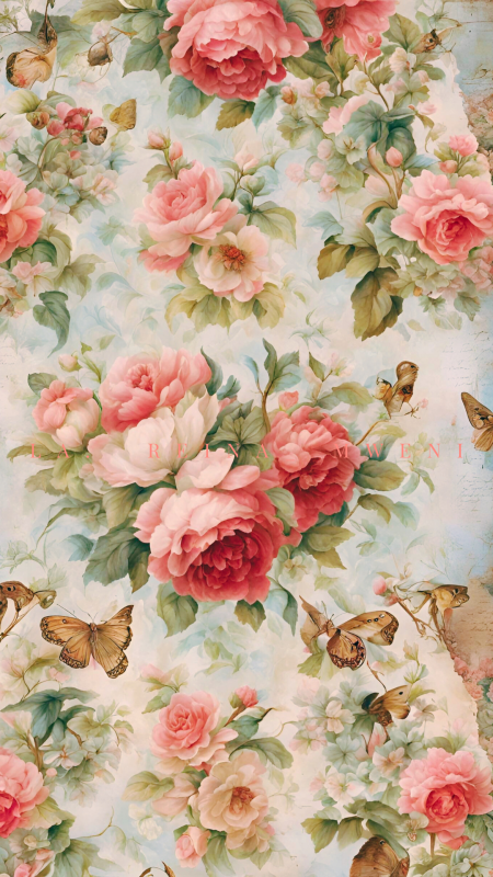 Vintage floral elegance decoupage paper скачать фон 1080 x 1920