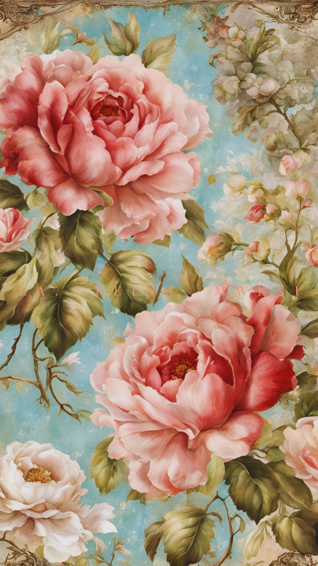 Vintage floral elegance decoupage paper скачать фон 1080 x 1920