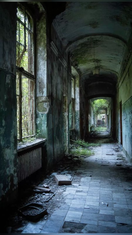 Заброшенный госпиталь (abandoned hospital red) скачать фон 1080 x 1920