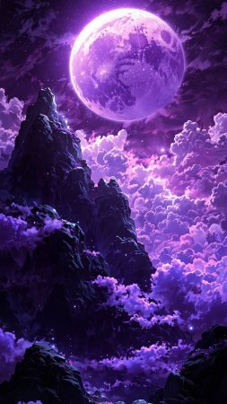 Лунные фиолетовые обои галактики