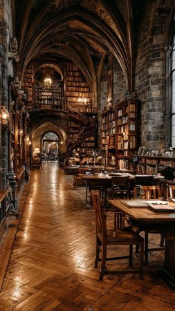 Hogwarts library скачать фон 1080 x 1920