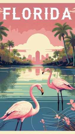 Постер фламинго скачать фон 2160 x 3840