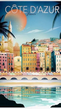 Винтажные постеры cote d'azur скачать фон 1080 x 1920