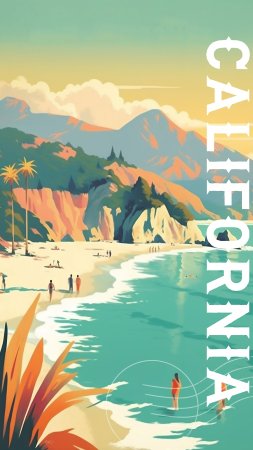 Ретро плакаты калифорния скачать фон 2160 x 3840