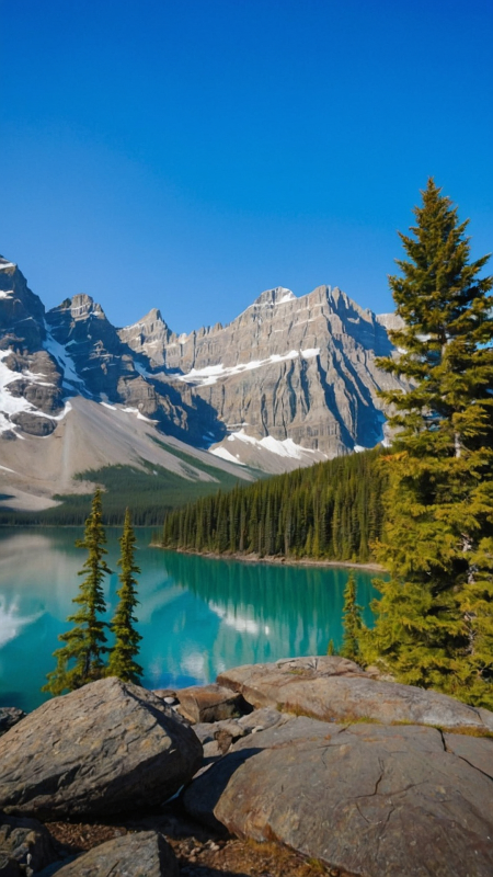 Moraine lake in banff national park скачать фон 1080 x 1920