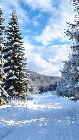 Зимний пейзаж скачать фон 1424 x 2532