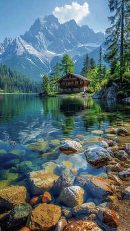 Горные пейзажи скачать фон 1424 x 2532