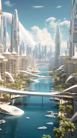 Футуристический пейзаж скачать фон 1080 x 1920