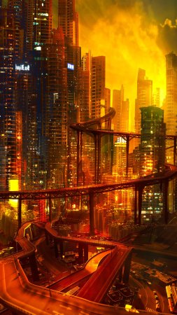 Cyberpunk архитектура скачать фон 1424 x 2532
