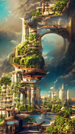 Фантастические города скачать фон 1080 x 1920