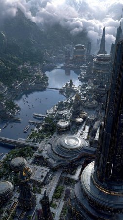 Sci fi city скачать фон 1080 x 1920