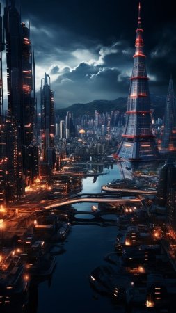 Футуристические города скачать фон 1080 x 1920
