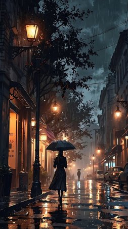 Дождь ночной скачать фон 1080 x 1920