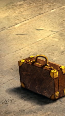Old suitcase скачать фон 1424 x 2532
