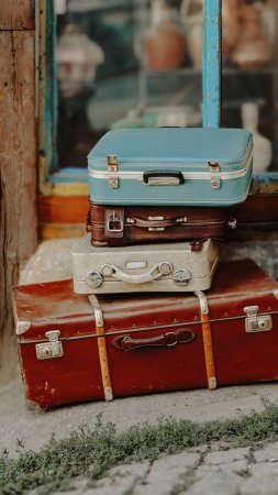 Vintage luggage скачать фон 2160 x 3840