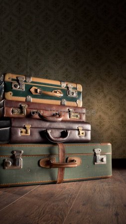 Vintage suitcases скачать фон 1080 x 1920