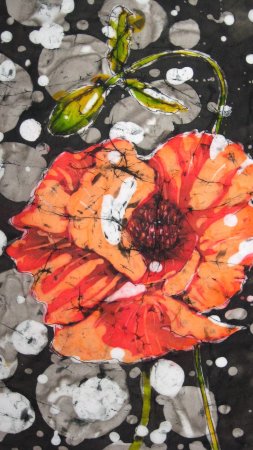Poppies watercolor batik скачать фон 1424 x 2532