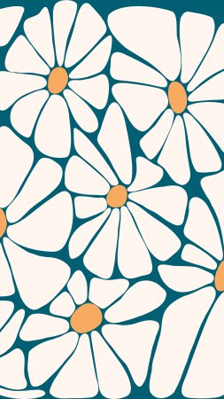 Aesthetic contemporary seamless pattern with daisy flowers white chamomiles on blue скачать фон 2160 x 3840