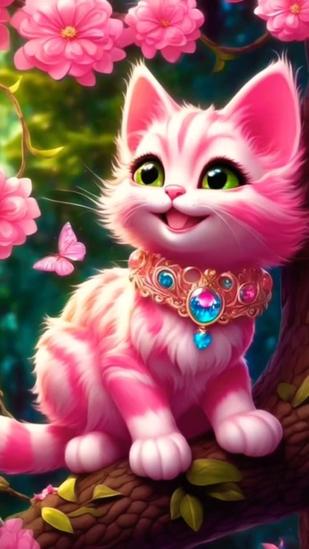 Розовая кошка