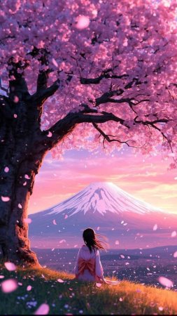 Пейзаж сакура скачать фон 1080 x 1920