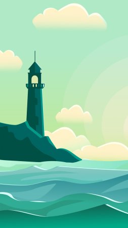 Море маяк вектор