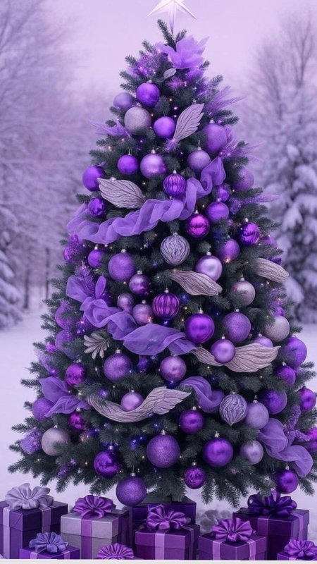 Фиолетовая елка скачать фон 1080 x 1920