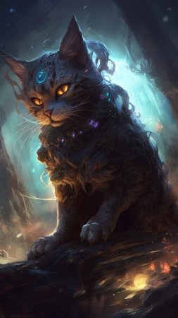 Кот фэнтези скачать фон 1080 x 1920