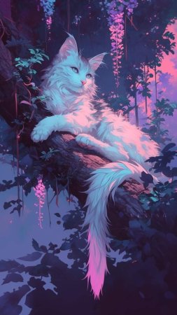 Кот фэнтези скачать фон 1080 x 1920