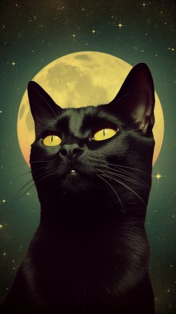 Чëрная кошка скачать фон 1080 x 1920
