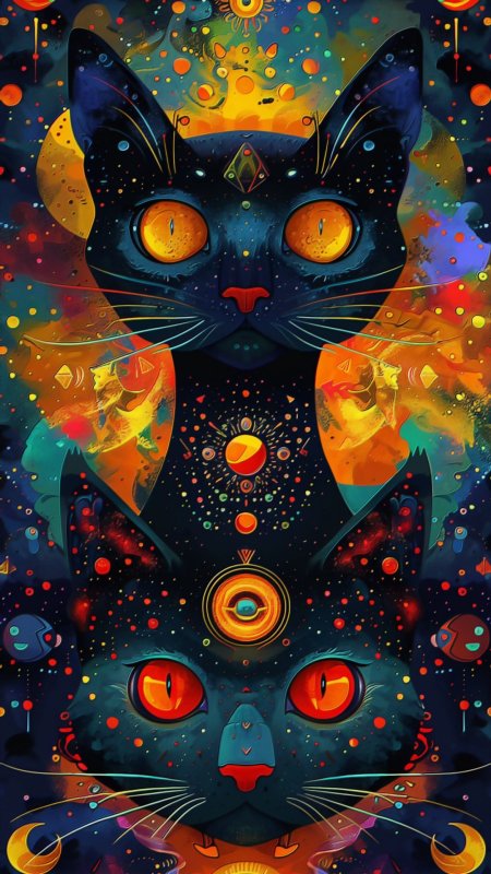 Арт кот скачать фон 1080 x 1920
